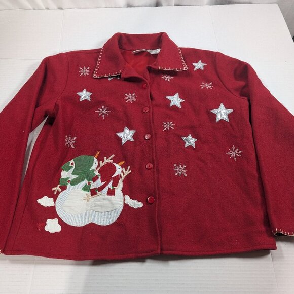 Take Two Clothing Co Wool Blend Christmas Jacket- cardigan womens size medium - Picture 1 of 8